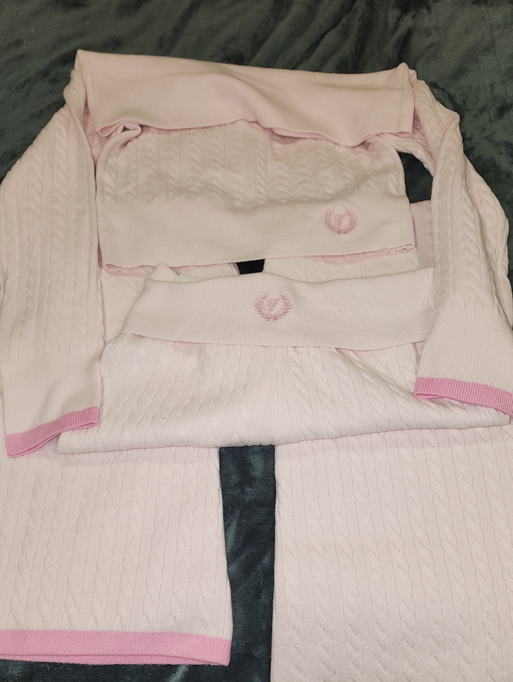 PINK Victoria's Secret Set Love SHACK fancy Knit Foldover Flare Leggings/sweater
